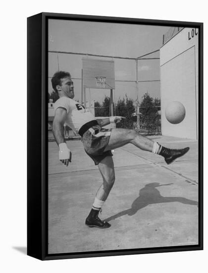 Boxer Marcel Cerdan, Trying to Achieve Hairline Balance by Bouncing a Soccer Ball-Tony Linck-Framed Premier Image Canvas