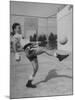 Boxer Marcel Cerdan, Trying to Achieve Hairline Balance by Bouncing a Soccer Ball-Tony Linck-Mounted Premium Photographic Print