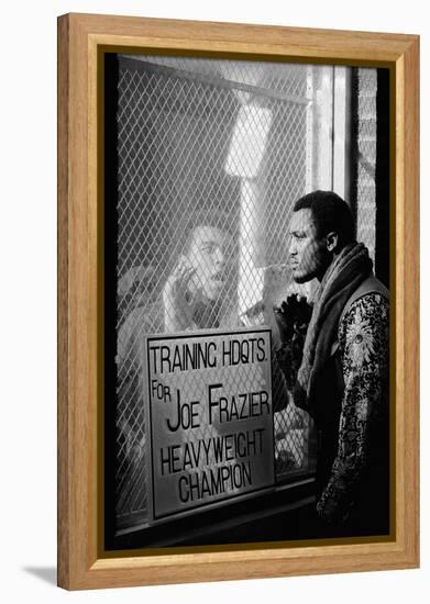 Boxer Muhammad Ali Taunting Boxer Joe Frazier During Training for Their Fight-John Shearer-Framed Premier Image Canvas