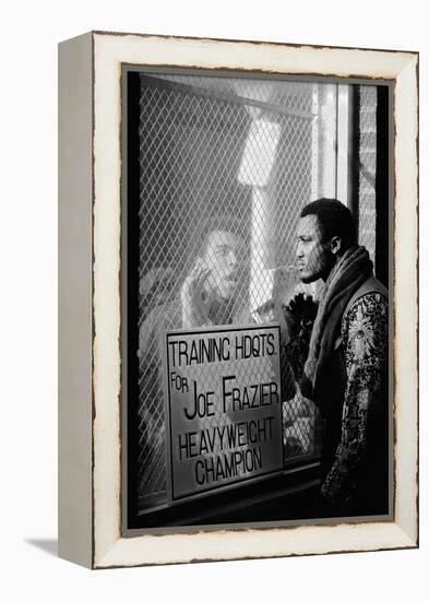 Boxer Muhammad Ali Taunting Boxer Joe Frazier During Training for Their Fight-John Shearer-Framed Premier Image Canvas