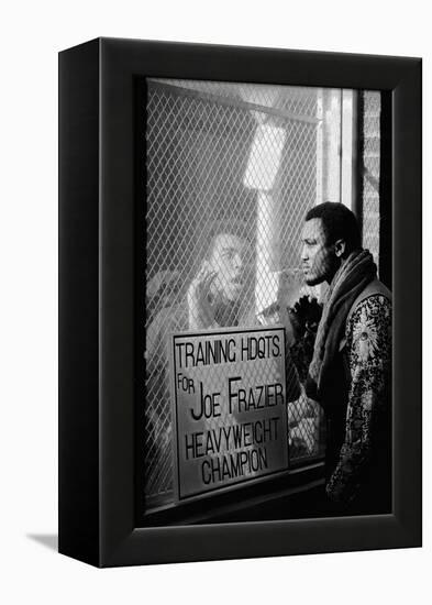 Boxer Muhammad Ali Taunting Boxer Joe Frazier During Training for Their Fight-John Shearer-Framed Premier Image Canvas