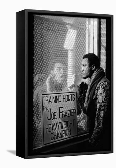 Boxer Muhammad Ali Taunting Boxer Joe Frazier During Training for Their Fight-John Shearer-Framed Premier Image Canvas