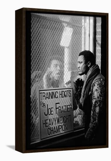 Boxer Muhammad Ali Taunting Boxer Joe Frazier During Training for Their Fight-John Shearer-Framed Premier Image Canvas