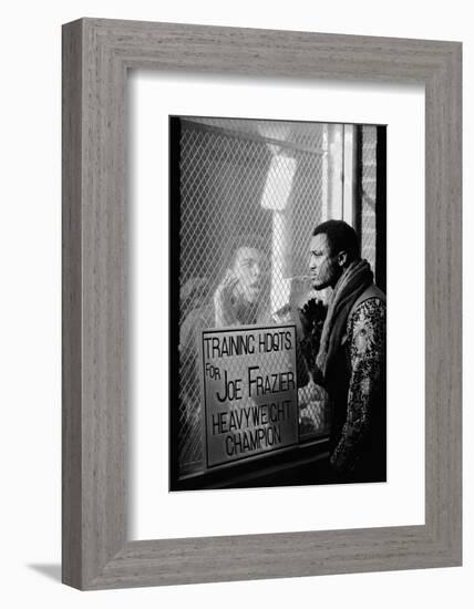 Boxer Muhammad Ali Taunting Boxer Joe Frazier During Training for Their Fight-John Shearer-Framed Photographic Print