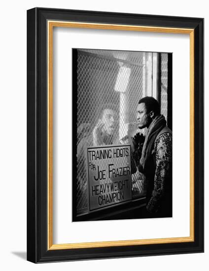 Boxer Muhammad Ali Taunting Boxer Joe Frazier During Training for Their Fight-John Shearer-Framed Photographic Print