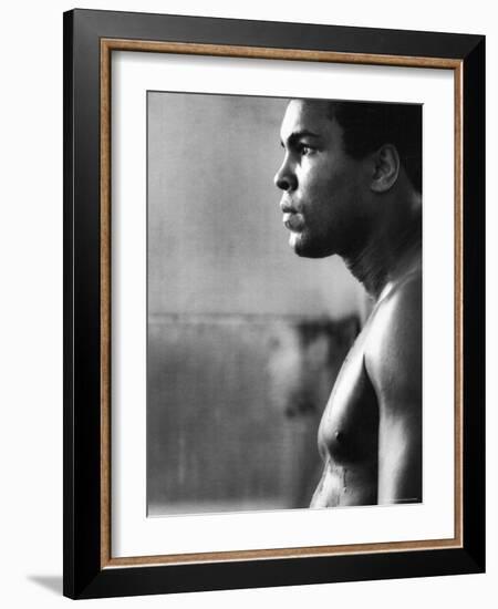 Boxer Muhammad Ali Training for a Fight Against Joe Frazier-John Shearer-Framed Premium Photographic Print