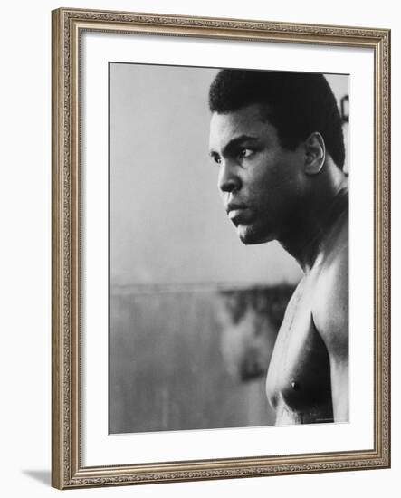 Boxer Muhammad Ali Training for a Fight Against Joe Frazier-John Shearer-Framed Premium Photographic Print