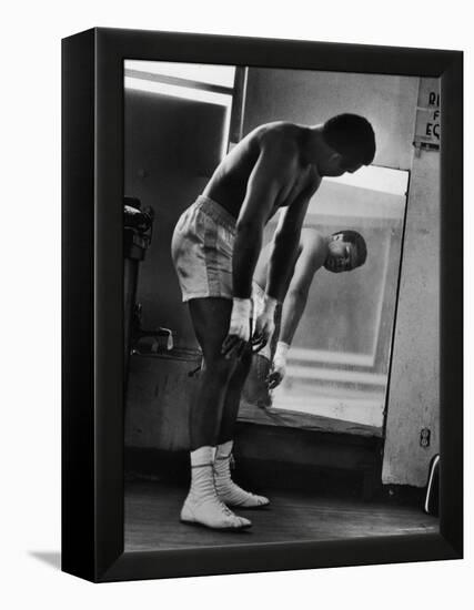 Boxer Muhammad Ali Training for His Fight Against Joe Frazier-John Shearer-Framed Premier Image Canvas