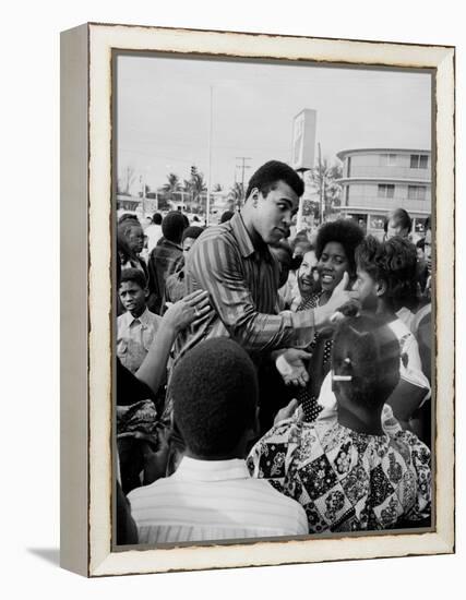 Boxer Muhammad Ali with Fans before Bout with Joe Frazier-John Shearer-Framed Premier Image Canvas