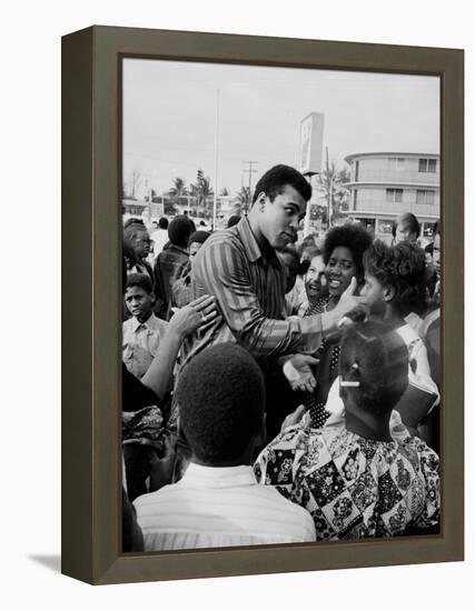 Boxer Muhammad Ali with Fans before Bout with Joe Frazier-John Shearer-Framed Premier Image Canvas