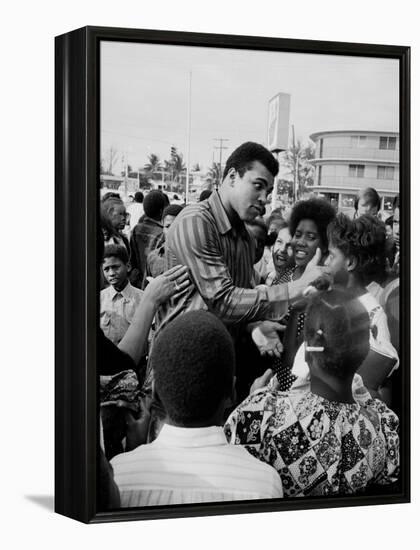 Boxer Muhammad Ali with Fans before Bout with Joe Frazier-John Shearer-Framed Premier Image Canvas