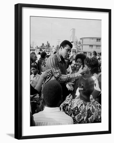 Boxer Muhammad Ali with Fans before Bout with Joe Frazier-John Shearer-Framed Premium Photographic Print