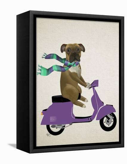 Boxer On Moped-Fab Funky-Framed Stretched Canvas