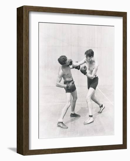 Boxer Throwing a Right Hook-null-Framed Photo