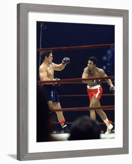 Boxers Cassius Clay and Oscar Bonavena Fighting at Madison Square Garden-Bill Ray-Framed Premium Photographic Print