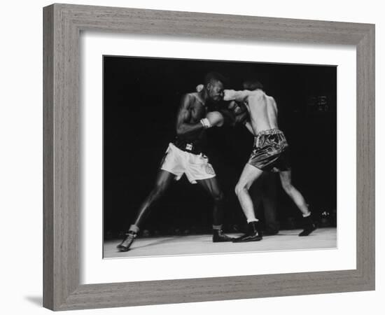 Boxers Competing in Golden Gloves Bout, 1940-Gjon Mili-Framed Photographic Print