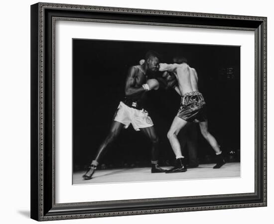 Boxers Competing in Golden Gloves Bout, 1940-Gjon Mili-Framed Photographic Print