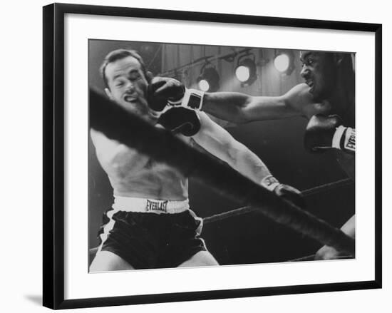 Boxers Ingemar Johansson and Floyd Patterson During Title Bout-George Silk-Framed Premium Photographic Print