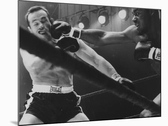 Boxers Ingemar Johansson and Floyd Patterson During Title Bout-George Silk-Mounted Premium Photographic Print