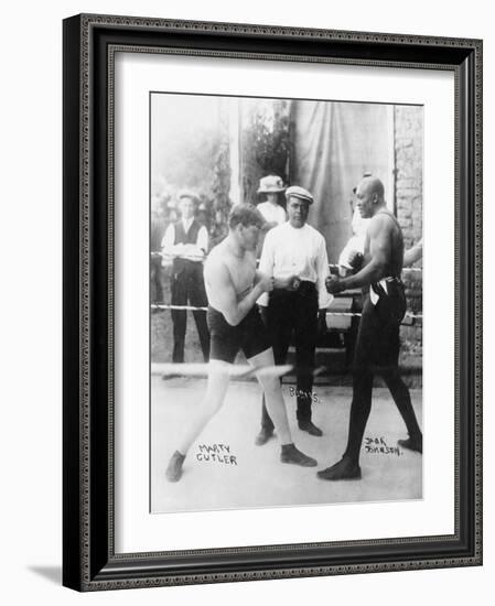 Boxers Marty Cutler and Jack Johnson Photograph-Lantern Press-Framed Art Print