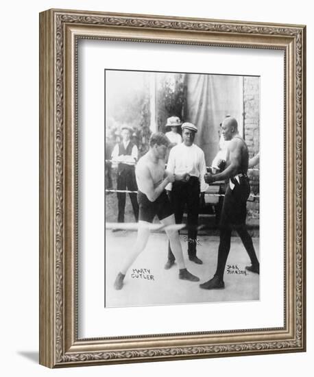 Boxers Marty Cutler and Jack Johnson Photograph-Lantern Press-Framed Art Print