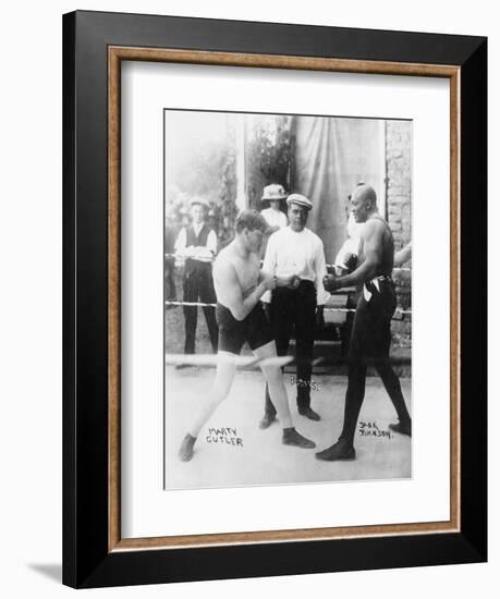 Boxers Marty Cutler and Jack Johnson Photograph-Lantern Press-Framed Art Print