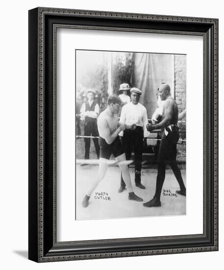 Boxers Marty Cutler and Jack Johnson Photograph-Lantern Press-Framed Art Print