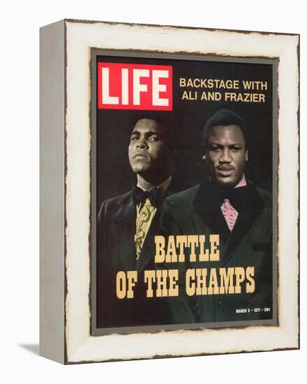 Boxers Muhammad Ali and Joe Frazier, March 5, 1971-John Shearer-Framed Premier Image Canvas