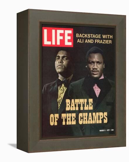 Boxers Muhammad Ali and Joe Frazier, March 5, 1971-John Shearer-Framed Premier Image Canvas