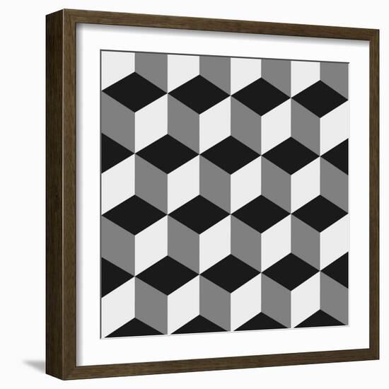 Boxes Illusion Copy-yobidaba-Framed Art Print
