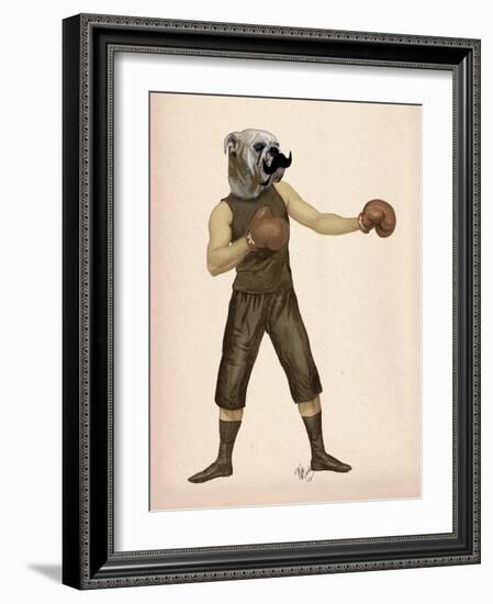 Boxing Bulldog Full-Fab Funky-Framed Art Print