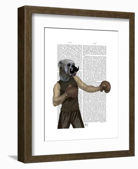 Boxing Bulldog Portrait-Fab Funky-Framed Art Print