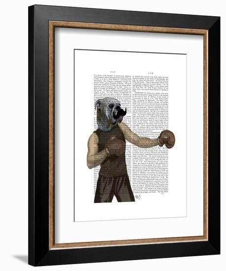 Boxing Bulldog Portrait-Fab Funky-Framed Art Print