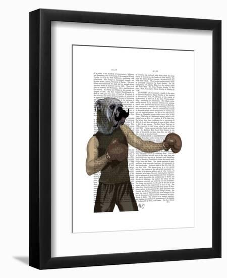 Boxing Bulldog Portrait-Fab Funky-Framed Art Print