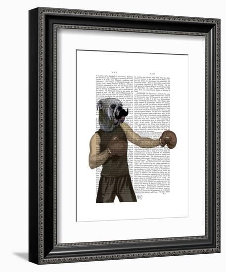 Boxing Bulldog Portrait-Fab Funky-Framed Art Print