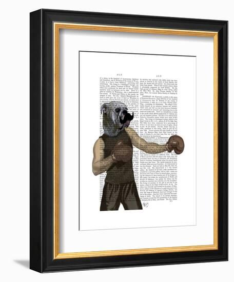 Boxing Bulldog Portrait-Fab Funky-Framed Art Print