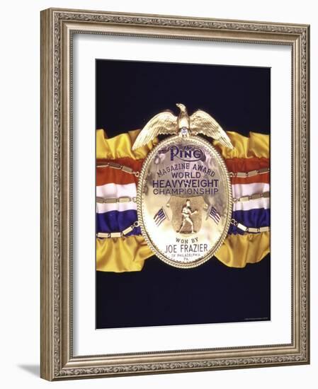 Boxing Champ Joe Frazier's "The Ping Magazine Award World Heavyweight Championship" Medal-John Shearer-Framed Photographic Print