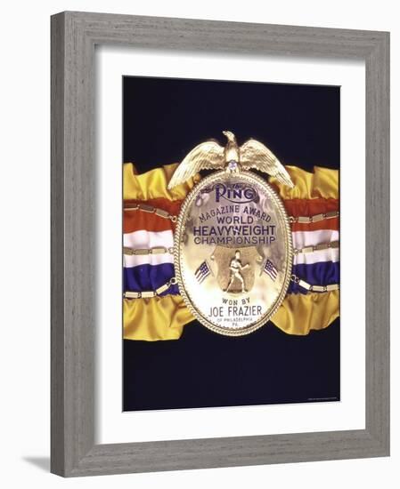 Boxing Champ Joe Frazier's "The Ping Magazine Award World Heavyweight Championship" Medal-John Shearer-Framed Photographic Print