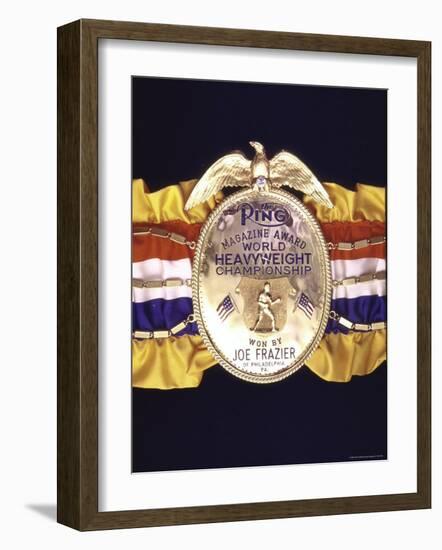 Boxing Champ Joe Frazier's "The Ping Magazine Award World Heavyweight Championship" Medal-John Shearer-Framed Photographic Print