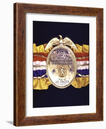 Boxing Champ Joe Frazier's "The Ping Magazine Award World Heavyweight Championship" Medal-John Shearer-Framed Photographic Print