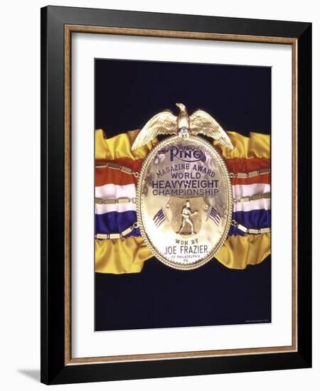 Boxing Champ Joe Frazier's "The Ping Magazine Award World Heavyweight Championship" Medal-John Shearer-Framed Photographic Print