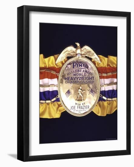 Boxing Champ Joe Frazier's "The Ping Magazine Award World Heavyweight Championship" Medal-John Shearer-Framed Photographic Print