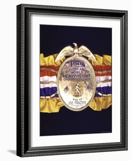 Boxing Champ Joe Frazier's "The Ping Magazine Award World Heavyweight Championship" Medal-John Shearer-Framed Photographic Print