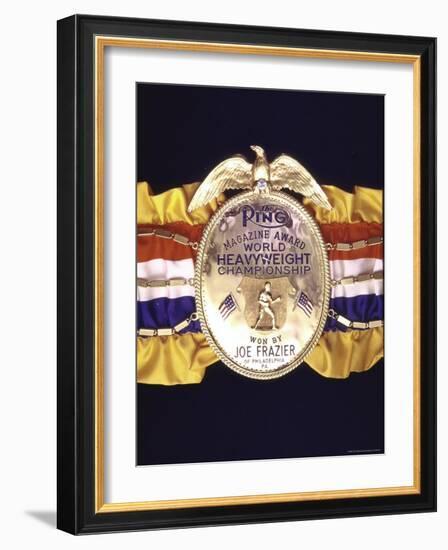 Boxing Champ Joe Frazier's "The Ping Magazine Award World Heavyweight Championship" Medal-John Shearer-Framed Photographic Print