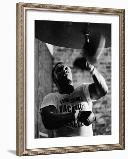 Boxing Champ Joe Frazier Working Out for His Scheduled Fight Against Muhammad Ali-John Shearer-Framed Premium Photographic Print