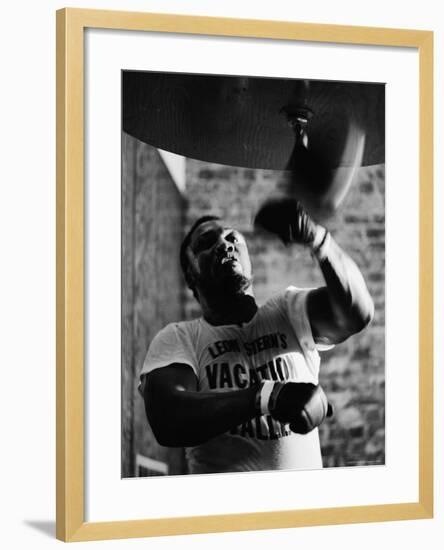 Boxing Champ Joe Frazier Working Out for His Scheduled Fight Against Muhammad Ali-John Shearer-Framed Premium Photographic Print