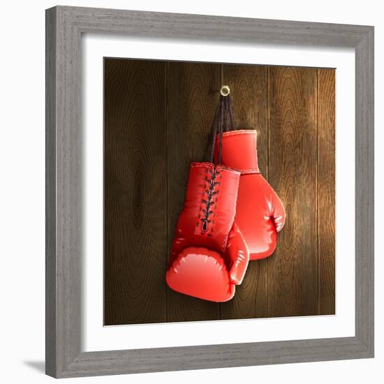 Boxing Gloves on Wall-Macrovector-Framed Photographic Print