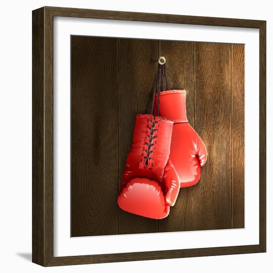 Boxing Gloves on Wall-Macrovector-Framed Photographic Print