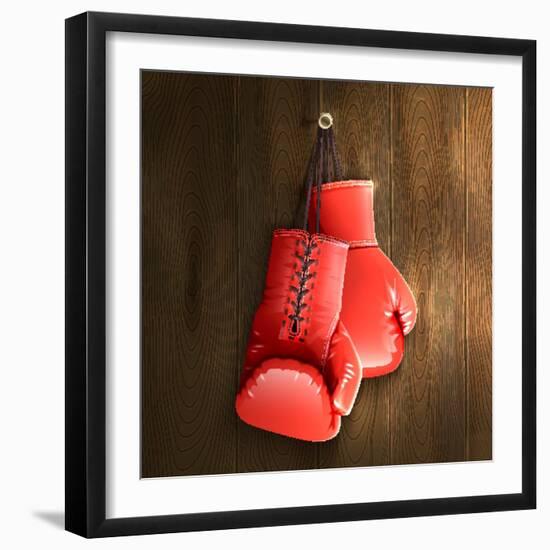 Boxing Gloves on Wall-Macrovector-Framed Photographic Print