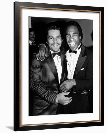 Boxing Greats Roberto Duran and Sugar Ray Leonard at 20th Anniversary of World Boxing Council-David Mcgough-Framed Premium Photographic Print
